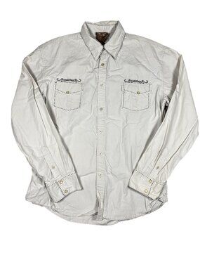 Roar Knights of Glory Mens 2XL Tan Embroidered Western Button Up Shirt Y2K